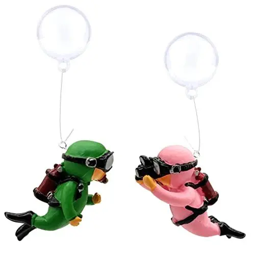 Produktbild: NCOALE Aquarium Deko, 2 Stück Schwimmende Taucher Aquarium Dekoration Harz Aquarium Zubehoer Landschaftszubehör, für Aquarien Zuhause Büro (Grün, Rosa)