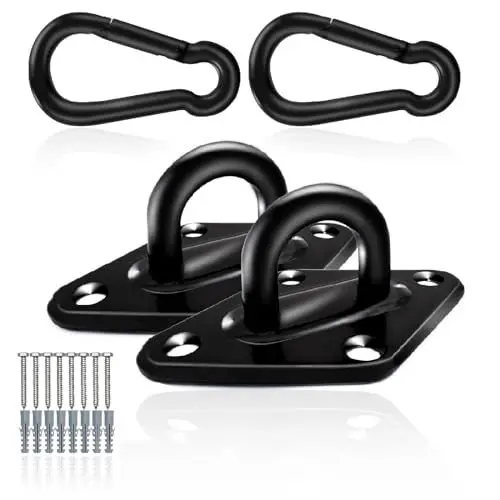 Produktbild: NCOALE Boxsack Halterung Deckenhaken, 2 Stück Edelstahl M6 Deckenhaken Schwerlast Set, Yogatuch zum Aufhängen Hängesessel Indoor Schaukel für Sonnensegel, Wand-Befestigung
