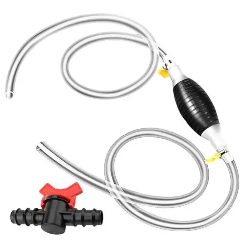 Produktbild: NCOALE Handpumpe Wasser, 1.5M Benzinpumpe Set Umfüllpumpe Öl Absaugpumpe Schüttelpumpe Schlauchpumpe mit Schlauch und Metallklammer, Regelventil, Flüssigkeitssauger für Benzin, Wasser, Flüssigkeits