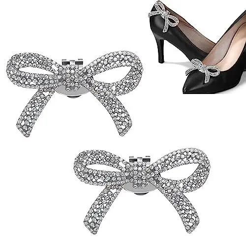 Produktbild: NCOALE Schuhanstecker, 2 Stück Hochzeit Schuhclips Damen Braut Strass Schuh Charms Schuhschnalle Schleife Schuhschmuck Clogs Stecker, Kann Zerlegen Schuh Dekorative Accessoires