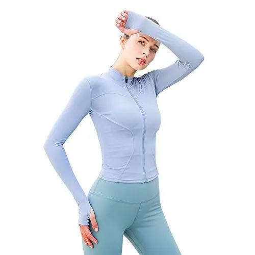 Produktbild: NCTCITY Laufjacke Damen Sportjacke Langarm Trainingsjacke Voll Reißverschluss Yoga Workout Track Shirt Fitness Sweatshirts mit Daumenloch