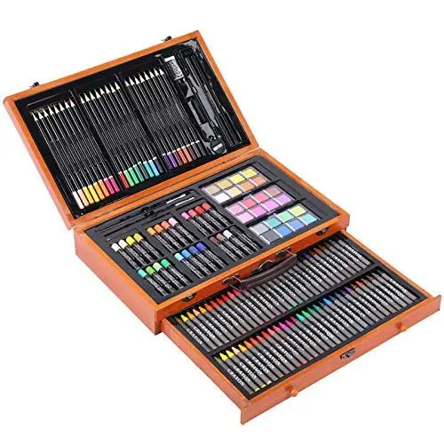 Produktbild: NDNCZDHC 140-teiliges Zeichen- und Malkunstset mit Buntstiften, Buntstiften, Ölpastellfarben, Aquarellfarbe, Kunsthandwerk für Kinder von 6–12 Jahren, Teenager und Erwachsene,