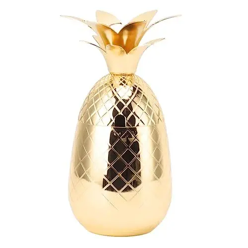 Produktbild: Aoveew Glass Cocktail Shaker Stylish Pineapples Shaped 500ml Capacity Stainless Steel Martini Shaker for Cocktails (Gold)