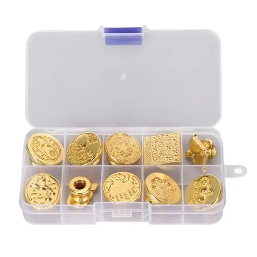 Produktbild: NDNCZDHC Wachssiegel-Stempel-Set, 10 Stück Siegelstempelköpfe und Aufbewahrungsbox, Wachsstempel-Set aus Zinklegierung für Party-Einladungen, Umschläge, Karten
