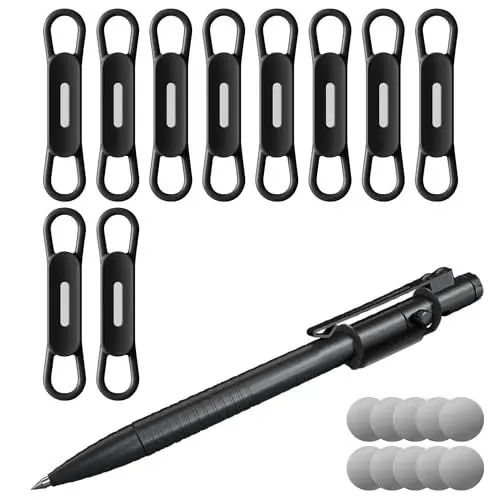 Produktbild: Nearockle 10-Pack Magnetischer Stifthalter, Silikon Verstellbarer Stiftschlaufe für Schreibtisch, Kühlschrank, Whiteboards, Stiftring Büro Schreibtisch Zubehör Marker Organizer (schwarz)