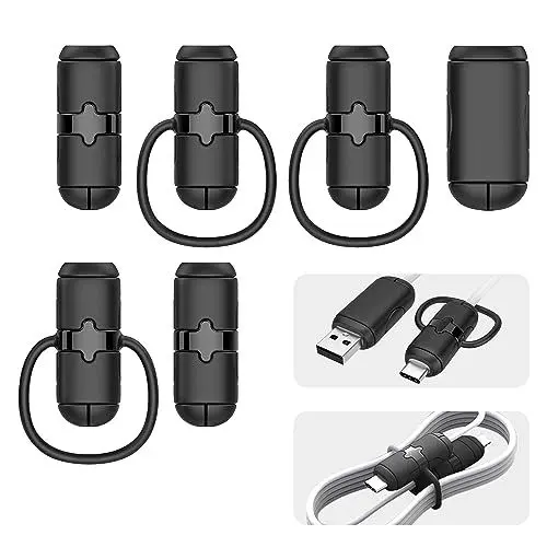 Produktbild: Nearockle 2 in 1 kabelschutz Set für Ladekabel, Silikon Kabelhülle für Laptop, Ladekabel Schutz für usb c Ladekabel, usb auf usb c, Kabelmanagement (Schwarz)