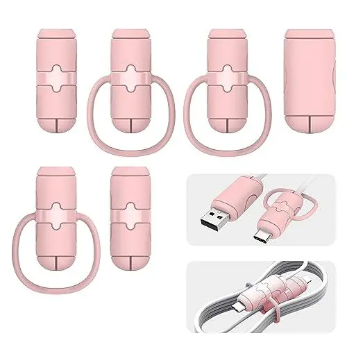Produktbild: Nearockle 2 in 1 kabelschutz Set für Ladekabel, Silikon Kabelhülle für Laptop, Ladekabel Schutz für usb c Ladekabel, usb auf usb c, Kabelmanagement (Rosa)