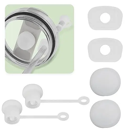 Produktbild: Nearockle 3set Silikon Spill Proof Stopper, Strohhalm Abdeckung Fit für Stanley Tumbler 1.0 und 2.0 Version 30oz|40oz, Becher Stanley Cup Zubehör(Klar)