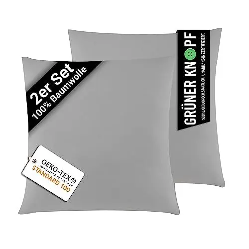 Produktbild: NECO'S home Kissenbezug 40x40 (2er-Set), 100% Baumwolle Kissenhülle 40x40, Oeko-Tex Zertifizierte Kissenbezüge 40x40