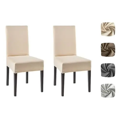 Produktbild: NECO'S home Stuhlbezug aus 96% Baumwolle & 4% Elasthan, Stuhlhussen im 2er Set für Stühle & Schwingstühle (Beige, 2er-Set)