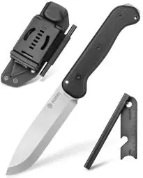Produktbild: NedFoss BERGLÖWE II Outdoor Messer, 11.5cm Full Tang 14C28N Jagdmesser mit Micarta Griff, Bushcraft-Messer mit Skandi Schliff, Sharfe Survival-Messer mit Feuerstahl, Gürtelmesser mit Kydexholster