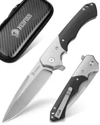 Produktbild: NedFoss SWAN Klappmesser, 9,3cm d2 Stahl Survival Messer mit G10 Griff, Einhandmesser,Scharfes Taschenmesser mit Gürtelclip, Jagdmesser,Outdoor Messer für den Alltag, als Sammlung & Geschenk