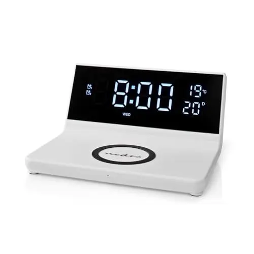 Produktbild: Nedis Wecker Kabelloses Ladegreät | Qi Zertifiziert | 5/7.5/10 / 15 W | USB-A Stecker | 2 Alarmzeiten | Snooze-Funktion