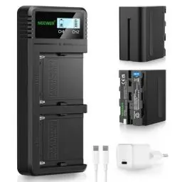 Produktbild: NEEWER 10050mAh NP-F970 Akku mit 20W PD Schnellladegerät Set, 2 Pack Ersatzakku für NP-F970/950/750/550 Kompatibel mit NEEWER Motorisierte Slider LED Licht Ringlicht Monitor Sony Video Kamera