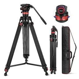 Produktbild: NEEWER 189cm Videostativ Video Tripod mit Dämpfung Fluidkopf, Metall Heavy Duty Dual Mode QR Platte, Fotostativ Kamera Stativ kompatibel mit DJI RS Gimbals, TP75