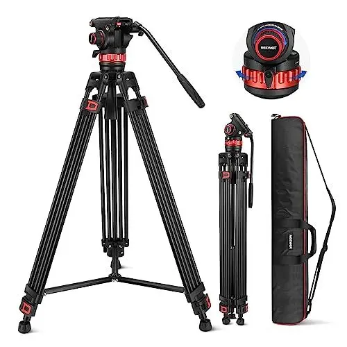 Produktbild: NEEWER 189cm Videostativ Video Tripod mit Dämpfung Fluidkopf, Metall Heavy Duty Dual Mode QR Platte, Fotostativ Kamera Stativ kompatibel mit DJI RS Gimbals, TP75