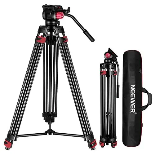 Produktbild: NEEWER 200cm Videostativ, Robustes Kamerastativ aus Aluminiumlegierung mit 360° Fluidkopf, Schnellwechselplatte kompatibel mit Canon Nikon Sony und Anderen DSLR Kamera Camcordern, 8kg Belastbarkeit