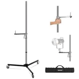 Produktbild: NEEWER 224cm Lichtstativ,Light Stand Edelstahl Heavy Duty mit Pistolengriff, Gleitarm, abnehmbare Rolle, klappbares Bein, 1/4