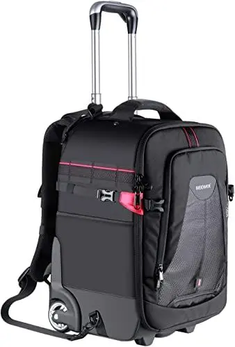 Produktbild: NEEWER 2 in 1 rollend Kamera Rucksack Trolley Hülle Anti Schock Abnehmbare gepolsterte Fach, versteckte Pull Bar langlebig wasserdicht für Kamera Stativ Blitzlicht Objektiv Laptop