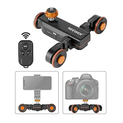 Produktbild: NEEWER 3 Räder Drahtloser Videokamera Stativ Dolly,3 Gang Motorisierte Elektrische Schiene Dolly Auto mit Fernbedienung,Kompatibel mit DSLR Kamera Camcorder Gopro iPhone Smartphone(Schwarz)