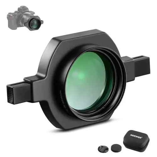 Produktbild: NEEWER 43mm HD Makroobjektiv mit 37-52mm Objektivadapter zum Aufstecken für Teleobjektive, kompatibel mit Canon Nikon Sony Kameras, 49mm vorderem Gewinde, Zwei Schnellverriegelungsknöpfe, LS-40