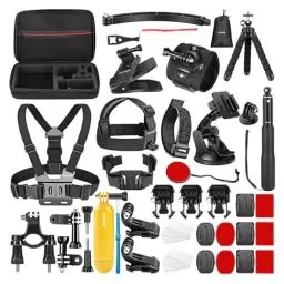 Produktbild: NEEWER 50 in 1 Action Kamera Zubehör Set Kompatibel mit GoPro Hero 12 11 10 9 DJI OSMO 4 3 2 Insta360 X3 X2 GO 3 SJCAM DBPOWER AKASO VicTsing APEMAN WiMiUS QUMOX Lightdow Campark Sony Sports DV usw