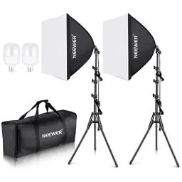 Produktbild: NEEWER 700W Äquivalent Softbox Beleuchtung Set, 2Pack 5500K CFL Beleuchtung Glühbirnen, 24x24 Zoll Softboxen mit E26 Sockel, Fotografie kontinuierliche Beleuchtung Set Fotostudio Ausrüstung