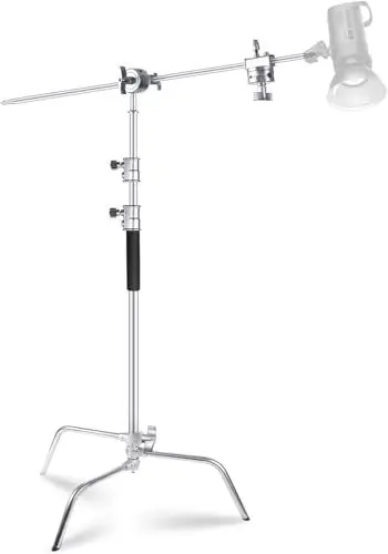 Produktbild: NEEWER C Stativ mit verschiebbaren Beinen, 4,9'-10,1'/149-309cm Verstellbares Edelstahl Stativ mit Griffarm & Griffkopf für Fotografie Schirme, Reflektoren, Softboxen und Monolichter