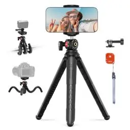 Produktbild: NEEWER Handy Stativ Mini Tripod Flexible mit Fernbedienung, Halterung Smartphone Vlog Selfie Stock, Action Kamera Adapter Handystativ kompatibel mit iPhone GoPro Hero 13 12 11 10 Samsung Kamera TP35