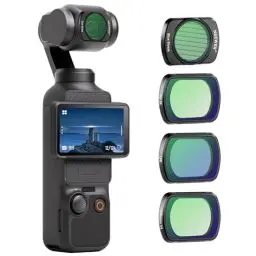 Produktbild: NEEWER Magnetic Effekt Filter Set kompatibel mit DJI OSMO Pocket 3, 4er Pack 8x Stern/Blue Streak Anamorphic/Black Diffusion 1/4 Filter, beschichtetes optisches HD Glas, Action Cam Objektiv Zubehör