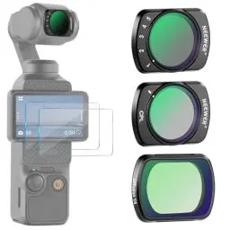 Produktbild: NEEWER Magnetischer ND2-32, 1/4 Black Diffusion CPL Filter Set, Kompatibel mit DJI Osmo Pocket 3, 3er Pack Action Kamera Zubehör mit 2 gehärteten Glasschutzfolien, Mehrfach Beschichtet/Optisch HD Glas
