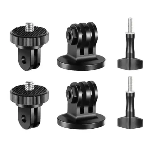 Produktbild: NEEWER Metall Stativadapter Kompatibel mit GoPro Hero 12 11 10 9 8 7 6 5 4 Max Fusion Insta360 AKASO Osmo Action 2, 2 Stück 1/4