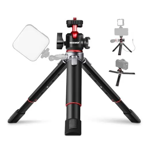 Produktbild: NEEWER Mini Kamerastativ mit 360° Verstellbarem Kugelkopf und Zubehörschuh, Ausziehbares Vlogging Tisch Stativ, kompatibel mit Kamera iPhone 13/14 Canon G7X Mark III Sony ZV-1 RX100 VII A6600