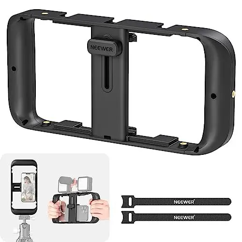 Produktbild: NEEWER Handy Video Rig,Handy Griff Stabilisatorkäfig mit Zubehörschuh& 1/4”Gewinde,Videoaufnahme Film Rig,kompatibel mit iPhone 14 Plus/Pro Max 13 Mini/Pro Max X XS Max XR Android