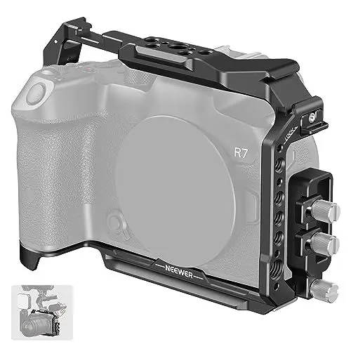 Produktbild: NEEWER R7 Kamerakäfig kompatibel mit Canon EOS R7, Aluminium Video Rig mit HDMI Kabelklemme, NATO Schiene, Cold Schoe, 3/8