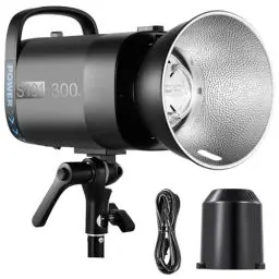 Produktbild: NEEWER S101-300W Stroboskop Blitzlicht mit 9 Stufen, 150W Einstelllampe, Studioblitz 300Ws GN58 5600K Studio Strobe Flash mit Standard Bowens Mount Reflektor, leiser S1/S2 Lüfter für Produktaufnahmen