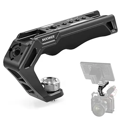 Produktbild: NEEWER Kameragriff mit 9,5 mm ARRI Locating Pins, komfortablem Silikongriff mit 6,35 mm und 9,5 mm Gewinden sowie 3 Cold Shoes, kompatibel mit SmallRig Kamerariggs und Kamerakäfigen, CA007