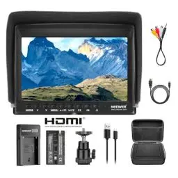 Produktbild: Neewer F100 Set Monitor-Kamera: 17,78 cm (7 Zoll) Ultra HD 1280 x 800 IPS-Monitor-Felddisplay + F550-Ersatzakku + Micro-USB-Ladegerät + Tragetasche für Sony Nikon Olympus Panasonic