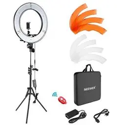 Produktbild: NEEWER Kamera Foto Video Ringlicht Kit: 18 Zoll/48 Zentimeter Außen 52W 5500K dimmbare LED Ringlicht Licht Standplatz Bluetooth Empfänger für Smartphone YouTube Self-Porträt Aufnahmen