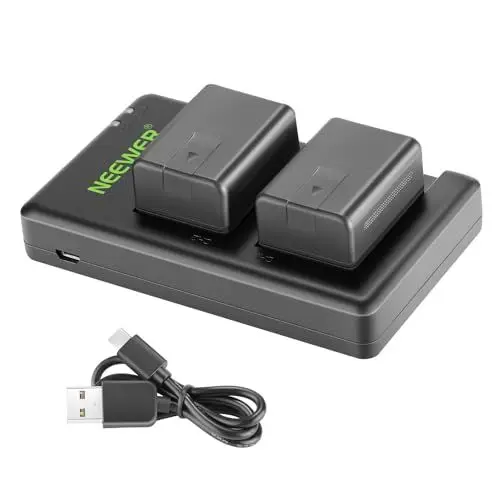 Produktbild: Neewer VW-VBT190 Akku (2er Pack / 1950 mAh) und Dual USB Ladegerät Set Kompatibel mit Panasonic HC-V110 V130 V160 V180 HC-V201 V210 V250 HC-V380 HC-V510 V550 HC-V710V770 HC-VX870