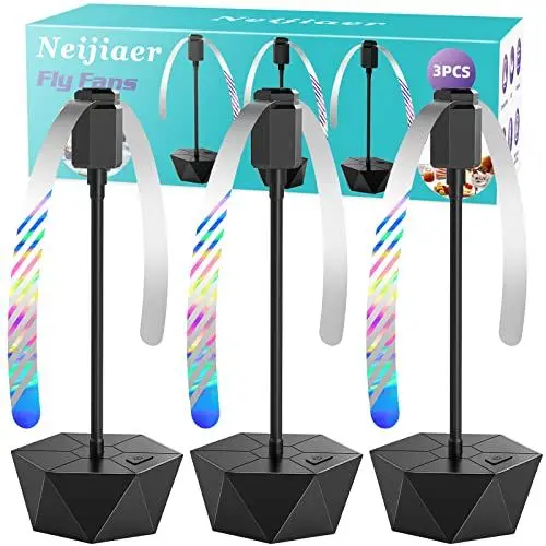 Produktbild: Neijiaer Fliegenwedler mit Schalter, 3 Stück Fliegenabwehr, Fly Repellent Fan, Automatischer Fliegenschutz-Ventilator | Soft-Stop | Fliegen, Mücken und Wespen dauerhaft vertreiben