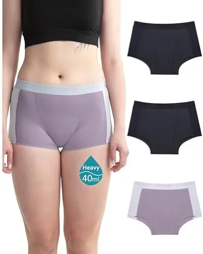 Produktbild: Neione Periodenunterschwäsche Starke Blutung Fasst 4 Tampons Unterhosen Damen Baumwolle Boxershort Perioden Slip Große Größen 3er Pack Redefine XXL
