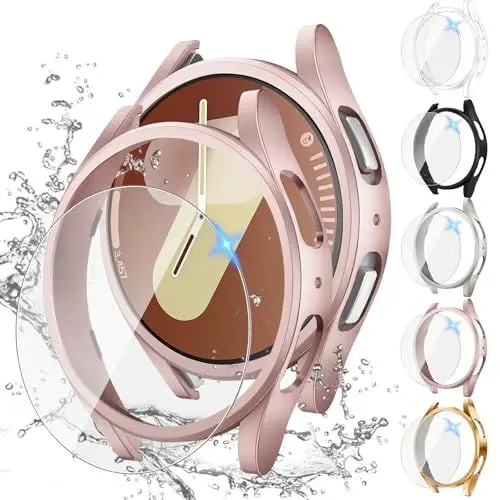 Produktbild: (5+5 Pack) Neitra Hülle für Samsung Galaxy Watch 7 40mm mit Displayschutzfolie, 5 Anti-Fog Kratzfest Schutzfolie und 5 Hart PC Bumper Hülle Stoßfänge Gehäuse für Galaxy Watch7 2024 40mm Zubehör