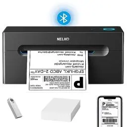 Produktbild: Nelko Bluetooth DHL Etikettendrucker, Labeldrucker 4x6 Versandetiketten Drucker Bluetooth Thermal Printer für Shopify Zalando Ebay Amazon UPS, unterstützt Android/iOS und Windows/Mac/Chrome