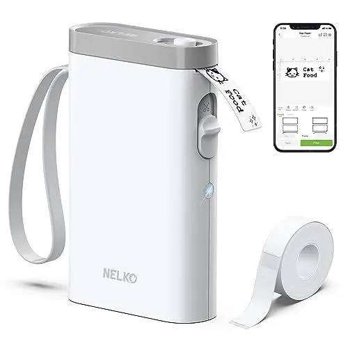 Produktbild: Nelko Etikettendrucker, Bluetooth P21 Selbstklebendes Etikettiergerät Tragbarer beschriftungsgerät selbstklebend Labeldrucker, Kabelloser, Mini Label Printer mit iOS Android,Für Zuhause, Weiß