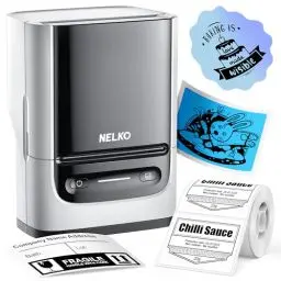 Produktbild: Nelko Etikettendrucker mit 1 Etiketten, Bluetooth PM220 beschriftungsgerät selbstklebend, 2 Zoll Thermo etikettiergerät Aufkleber Kompatibel mit iOS und Android für Einzelhandel,（weiß）