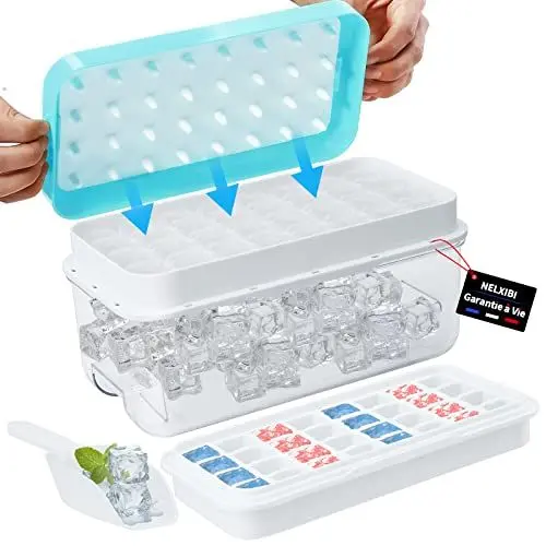 Produktbild: NELXIBI Eiswürfelform,Eiswürfelform Silikon, Eiswürfelbehälter, Eiswürfel,Eiswürfelmacher,Eiswürfelbehälter Mit Deckel,Eiswürfel Wiederverwendbar für Gekühlte Getränke, Whiskey, Kaffee