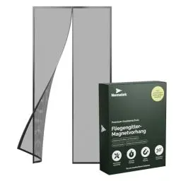 Produktbild: Nematek - Fliegengitter Balkontür 100x210 cm - hochwertige Fliegengitter Türe für Balkontür, Terrassentür oder Eingangstür - schwarzer Fliegen Vorhang Terrasse ohne Bohren mit starken Magneten