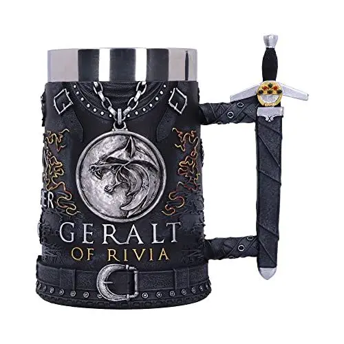 Produktbild: Nemesis Now Bierkrug The Witcher Geralt of Rivia, offizielles Lizenzprodukt, 15,5 cm, Schwarz, B5970V2