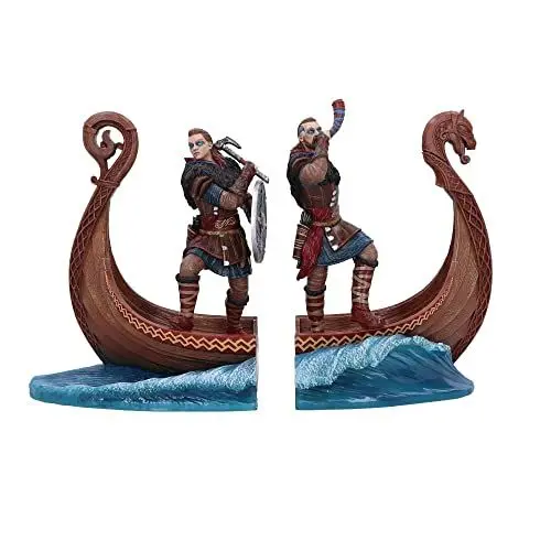 Produktbild: Nemesis Now Offiziell lizenzierte Assassin's Creed Valhalla Buchstützen, Braun, 31 cm